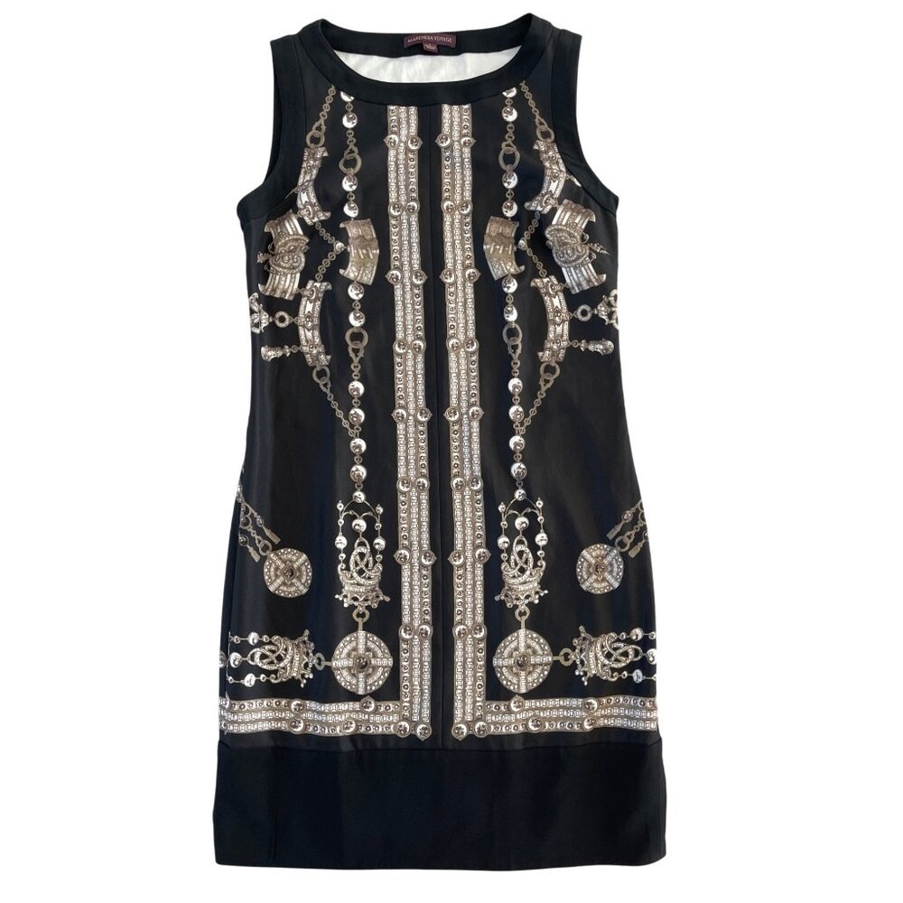Marchesa Voyage Black Treasure‎ Sheath Dress Sleeveless Size 2 $395